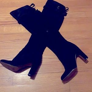 Sam Edelmon black suede thigh high boots size 6M